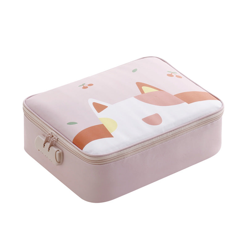 Multi-Functional Document & Certificate Organizer Bag with Combination Lock(Light pink) V888-ELOSUNG29222