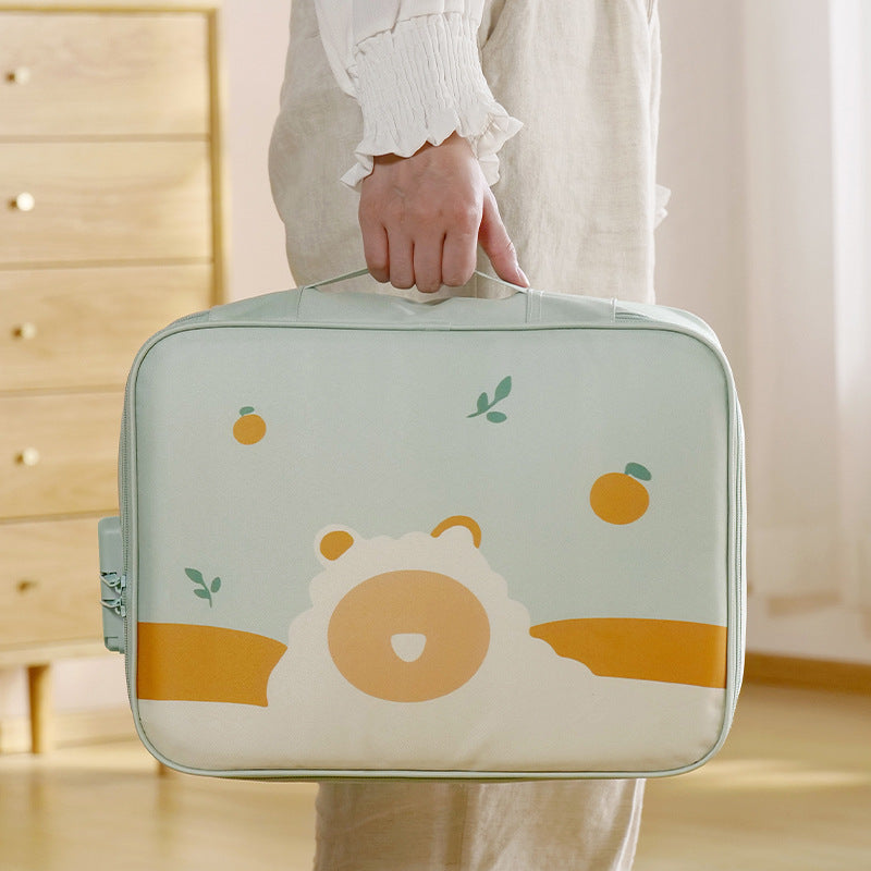 Multi-Functional Document & Certificate Organizer Bag with Combination Lock(Light blue) V888-ELOSUNG29223
