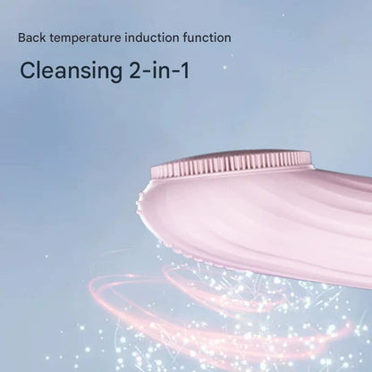 Silicone Facial Cleansing Brush - 6-Speed Vibration, Food-Grade Antibacterial Material with Warming V888-ELOSUNG29224