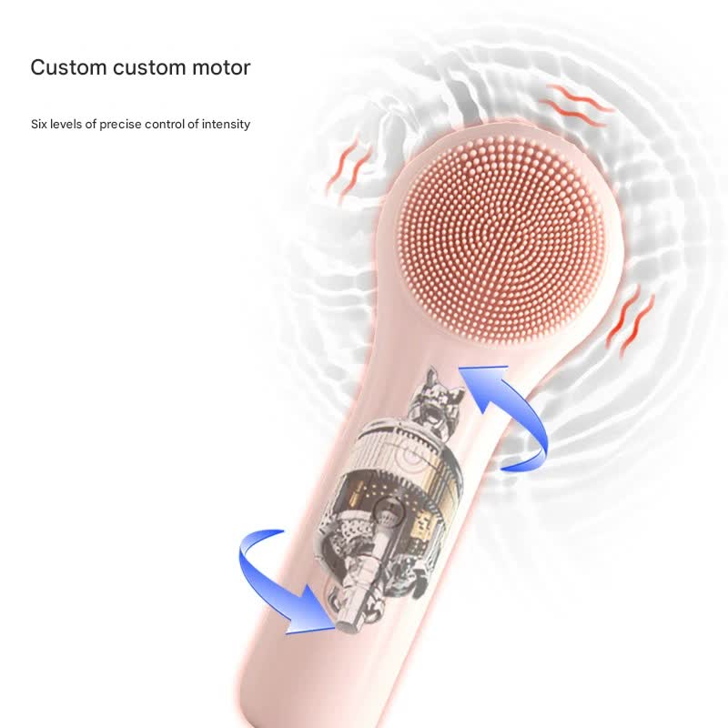 Silicone Facial Cleansing Brush - 6-Speed Vibration, Food-Grade Antibacterial Material with Warming V888-ELOSUNG29226