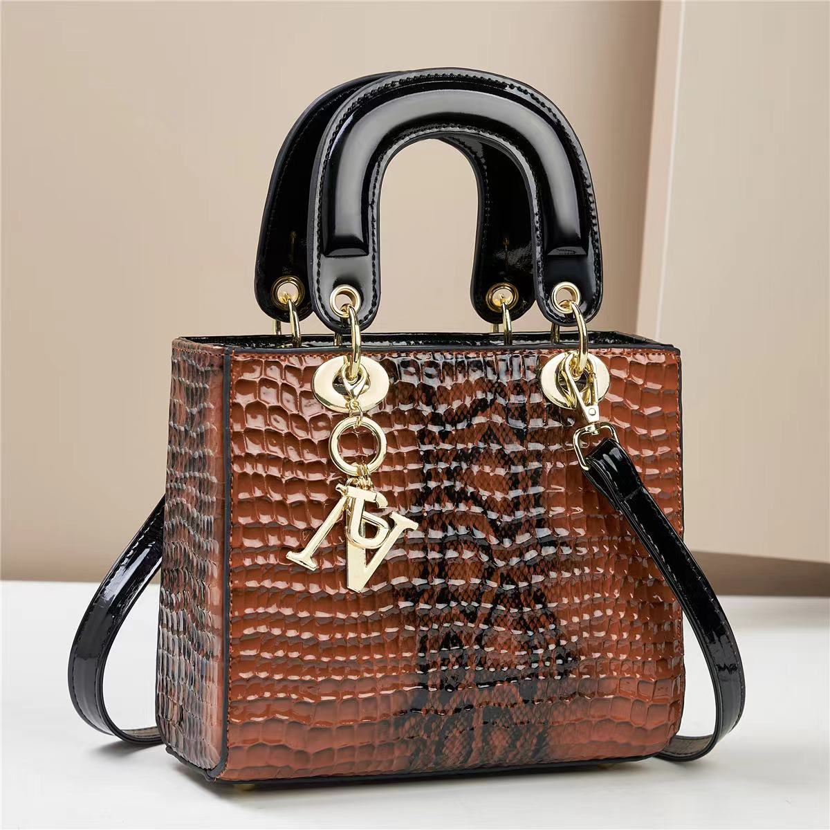 Chic Embossed Pattern Top Handle Bag - PU Leather Satchel with Detachable Shoulder Strap(Earthy Yellow) V888-ELOSUNG29232