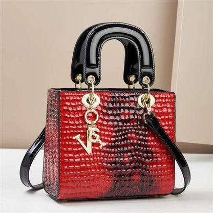 Chic Embossed Pattern Top Handle Bag - PU Leather Satchel with Detachable Shoulder Strap(red) V888-ELOSUNG29233