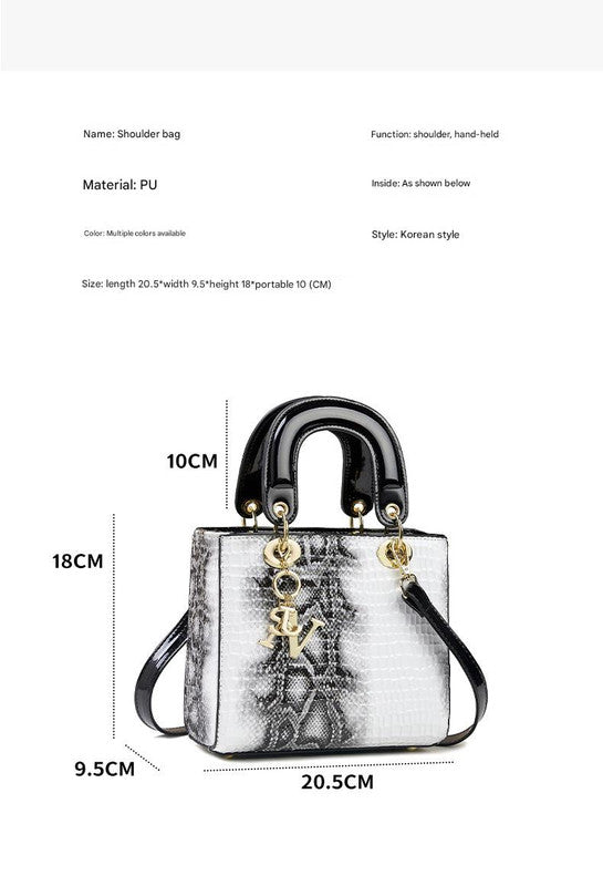 Chic Embossed Pattern Top Handle Bag - PU Leather Satchel with Detachable Shoulder Strap(pink) V888-ELOSUNG29236