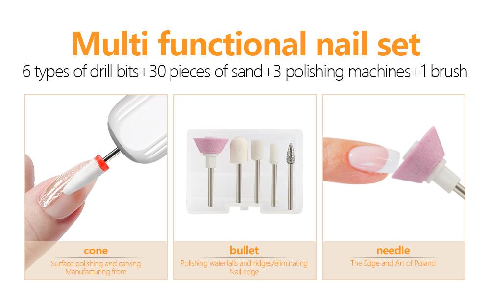 Portable Electric Nail Drill Pen Kit - USB-C Rechargeable, 3-Speed, High Torque, Low Heat(white) V888-ELOSUNG29250