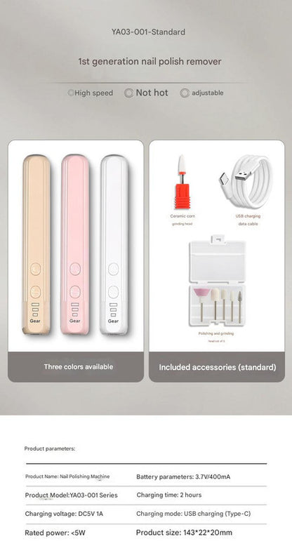 Portable Electric Nail Drill Pen Kit - USB-C Rechargeable, 3-Speed, High Torque, Low Heat(white) V888-ELOSUNG29250