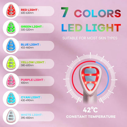 7-in-1 LED Facial Therapy Wand with 180 Rotatable Head & 42C Constant Temperature(black) V888-ELOSUNG29257