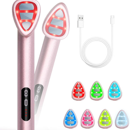 7-in-1 LED Facial Therapy Wand with 180 Rotatable Head & 42C Constant Temperature(black) V888-ELOSUNG29257