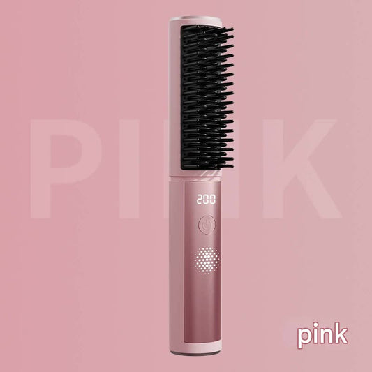 Cordless Hair Straightener Comb - 4 Temperature Settings, USB-C, PTC Heating(pink) V888-ELOSUNG29260