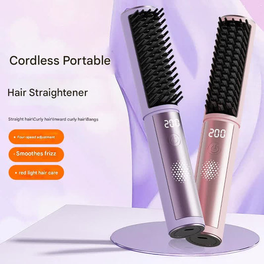 Cordless Hair Straightener Comb - 4 Temperature Settings, USB-C, PTC Heating(pink) V888-ELOSUNG29260