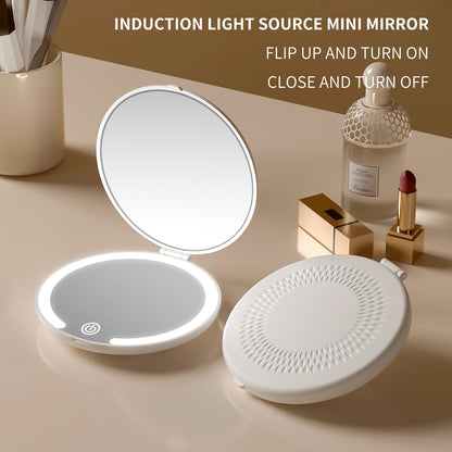 LED Lighted Travel Makeup Mirror - Double-Sided 1X/5X Magnification, USB-C Rechargeable, Induction V888-ELOSUNG29274