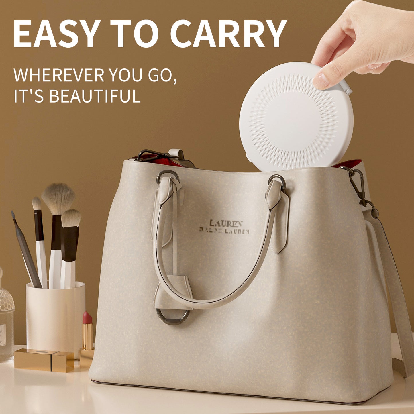 LED Lighted Travel Makeup Mirror - Double-Sided 1X/5X Magnification, USB-C Rechargeable, Induction V888-ELOSUNG29274