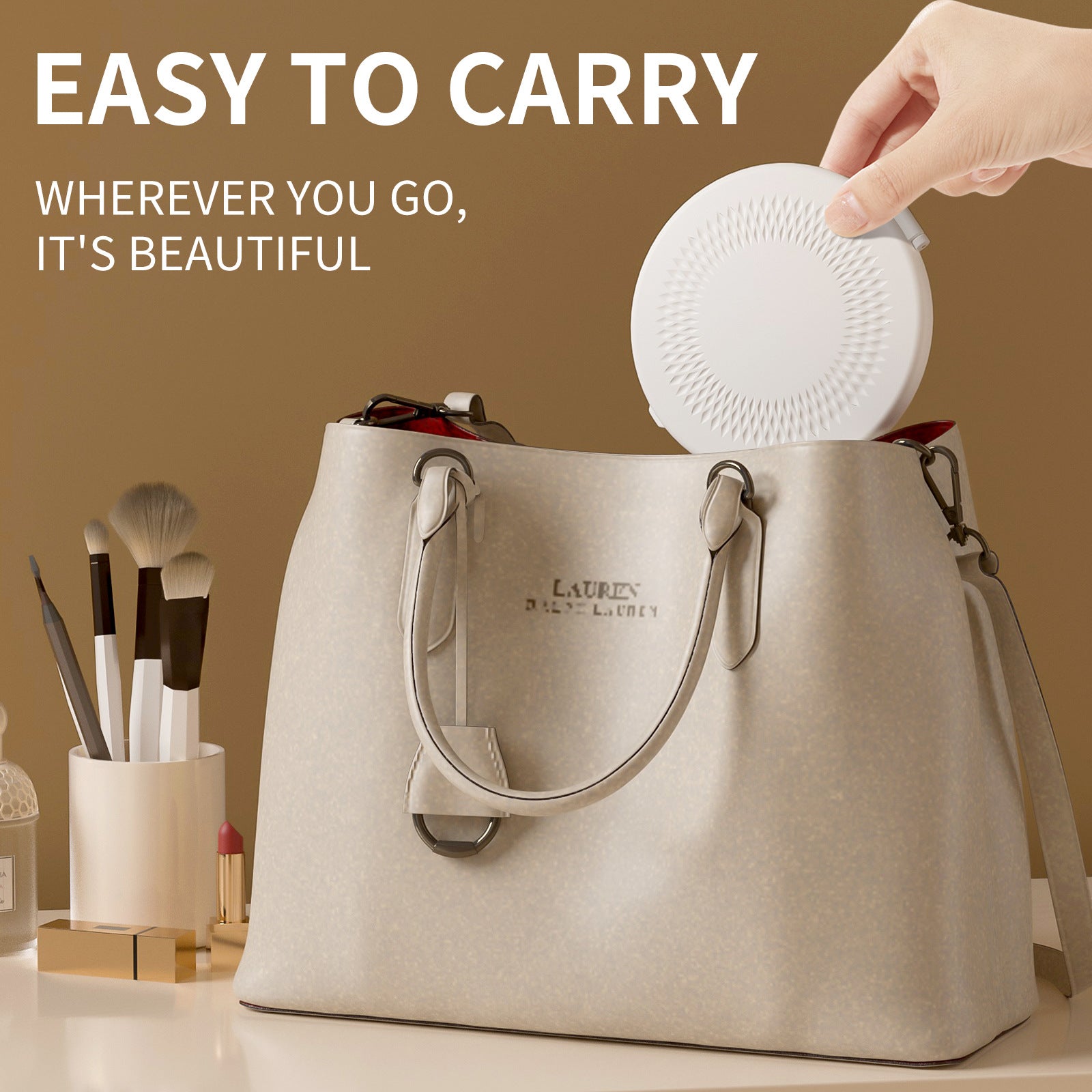 LED Lighted Travel Makeup Mirror - Double-Sided 1X/5X Magnification, USB-C Rechargeable, Induction V888-ELOSUNG29274