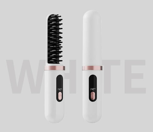 Cordless Hair Straightener Brush - 4000mAh USB-C Rechargeable, 4 Temps, Anti-Scald 3D Comb Design(white) V888-ELOSUNG29284