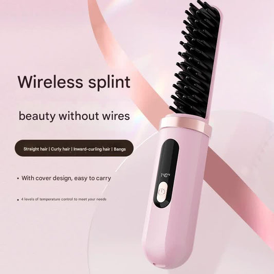 Cordless Hair Straightener Brush - 4000mAh USB-C Rechargeable, 4 Temps, Anti-Scald 3D Comb Design(Green) V888-ELOSUNG29286