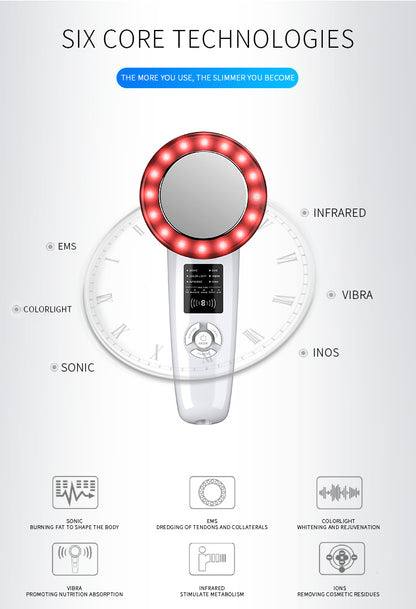6-in-1 Ultrasonic Slimming & Beautifying RF Device - Body Sculpting & Skin Rejuvenation(black) V888-ELOSUNG29296