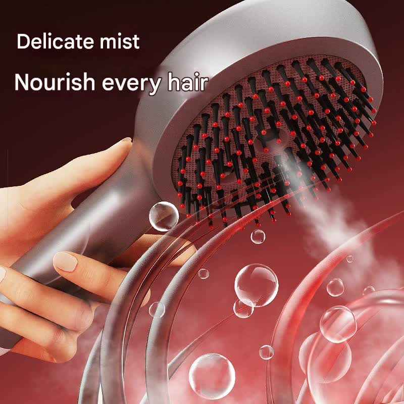 4-in-1 SPA Scalp Care Massage Comb - Red Light Therapy, Nano Steam & Vibration, USB-C Rechargeable(Black) V888-ELOSUNG29313
