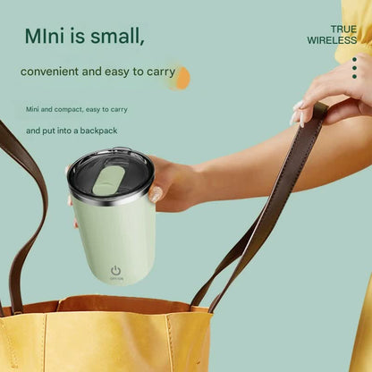 Mini Portable Electric Self-Stirring Mug - USB-C Rechargeable, 4-Hour Use, Stainless Steel (Beige) V888-ELOSUNG29317