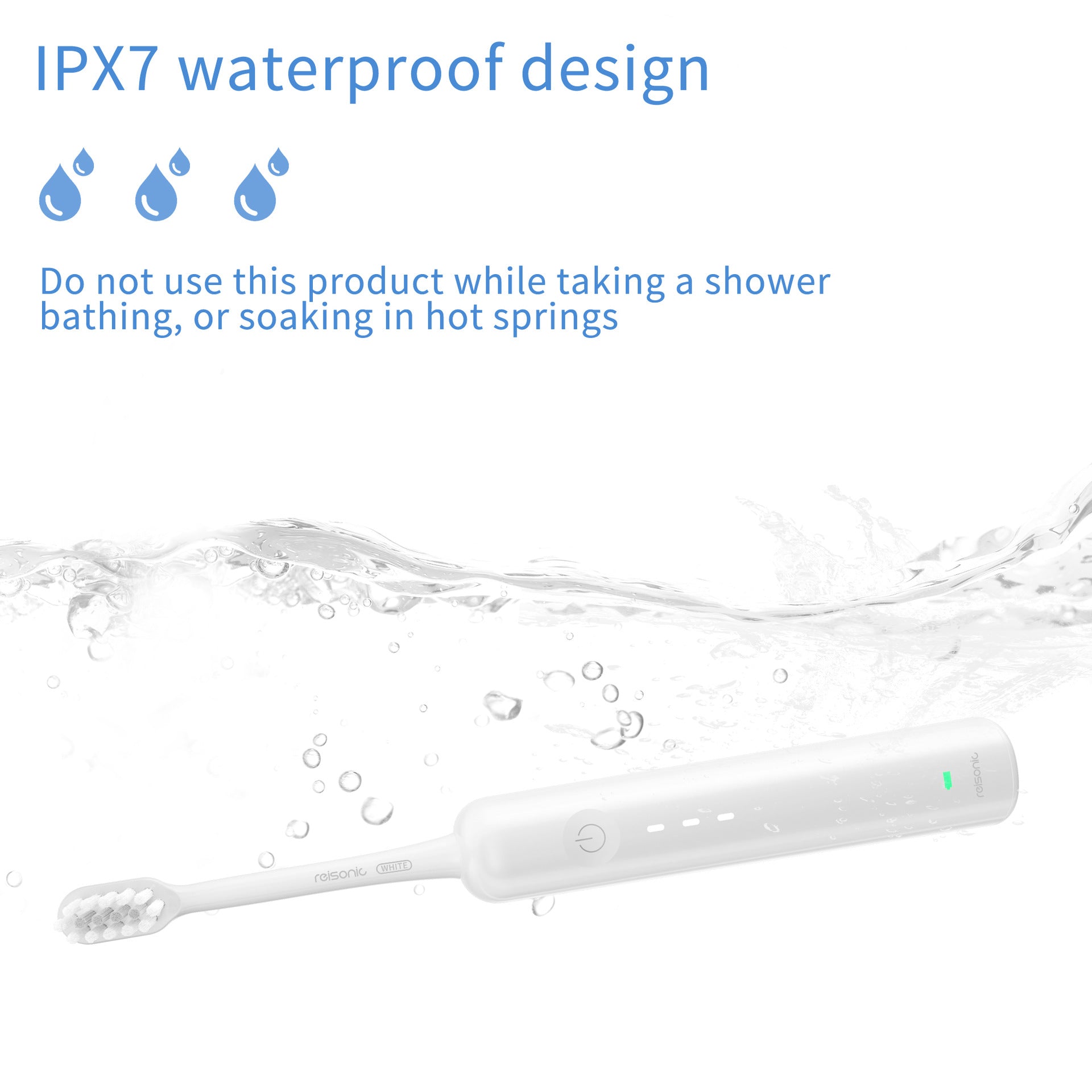 Electric Toothbrush with Ultra-Soft Gum Guard Brush Heads - IPX7 Waterproof, Ergonomic Design(white) V888-ELOSUNG29327