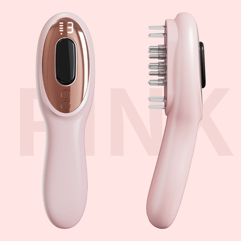 Electric Scalp Massager Comb with Red & Blue Light Therapy - 5 Vibration Modes & Liquid Dispenser(pink) V888-ELOSUNG29330
