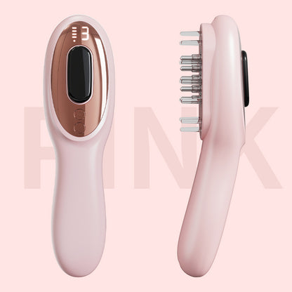 Electric Scalp Massager Comb with Red & Blue Light Therapy - 5 Vibration Modes & Liquid Dispenser(pink) V888-ELOSUNG29330