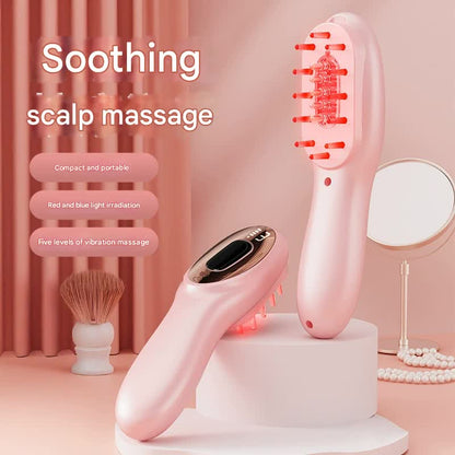 Electric Scalp Massager Comb with Red & Blue Light Therapy - 5 Vibration Modes & Liquid Dispenser(pink) V888-ELOSUNG29330