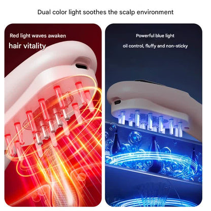 Electric Scalp Massager Comb with Red & Blue Light Therapy - 5 Vibration Modes & Liquid Dispenser(pink) V888-ELOSUNG29330