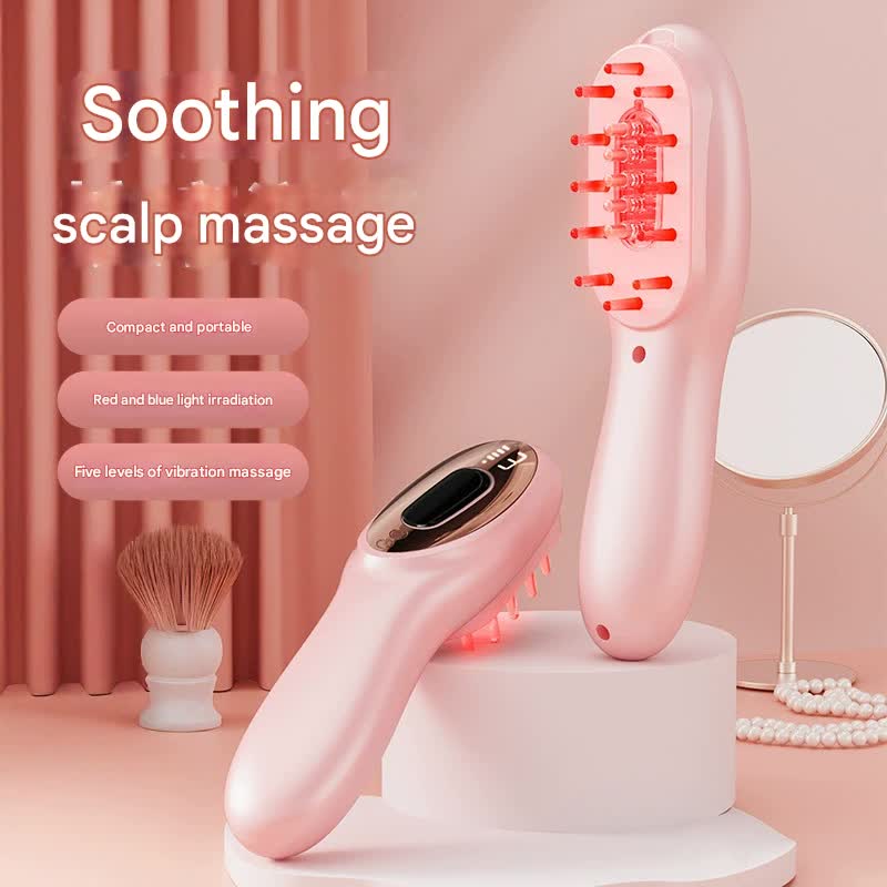Electric Scalp Massager Comb with Red & Blue Light Therapy - 5 Vibration Modes & Liquid Dispenser(Black) V888-ELOSUNG29331