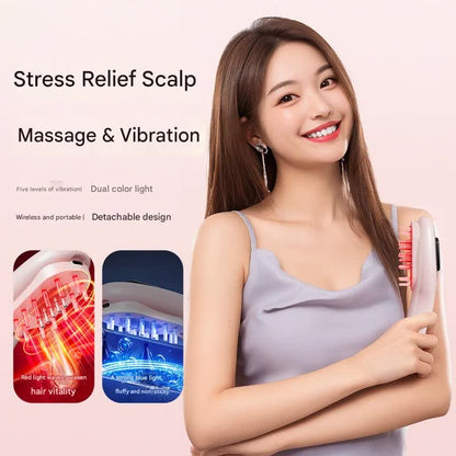 Electric Scalp Massager Comb with Red & Blue Light Therapy - 5 Vibration Modes & Liquid Dispenser(Black) V888-ELOSUNG29331