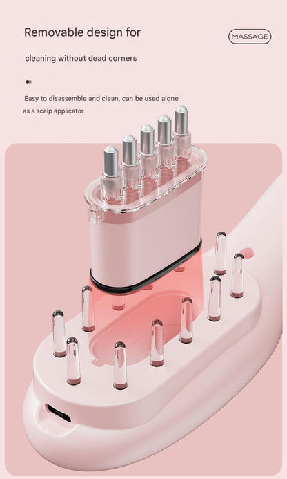 Electric Scalp Massager Comb with Red & Blue Light Therapy - 5 Vibration Modes & Liquid Dispenser(Black) V888-ELOSUNG29331