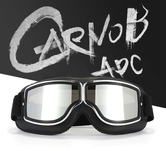 Retro Motorcycle Goggles - Windproof, UV400 Protection, Anti-Impact PC Lenses with Leather Frame(Black V888-ELOSUNG29346