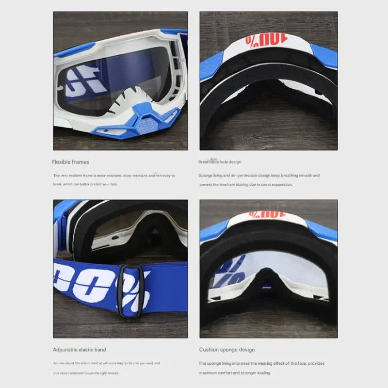 Pro Motocross Goggles - Windproof, UV400 Protection with TPU Frame & PC Lens, Adjustable Strap(Green frame, V888-ELOSUNG29348