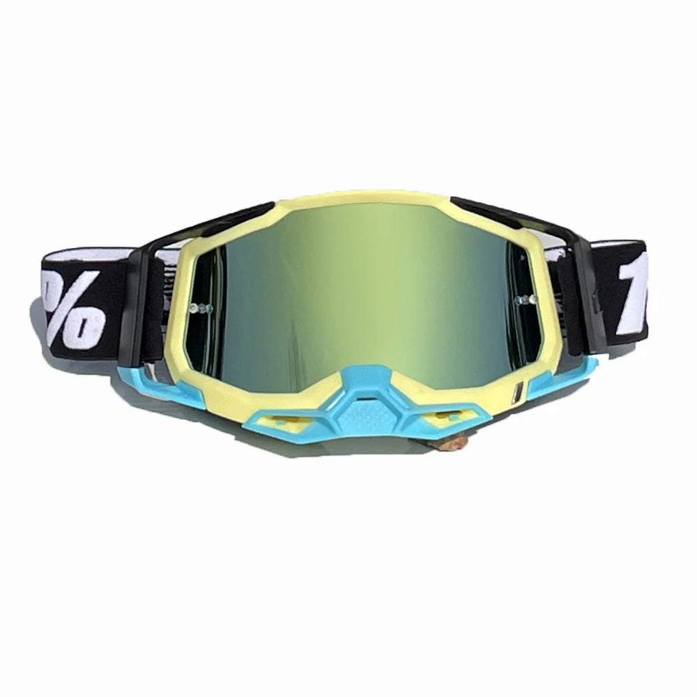 Pro Motocross Goggles - Windproof, UV400 Protection with TPU Frame & PC Lens, Adjustable Strap(Yellow V888-ELOSUNG29350