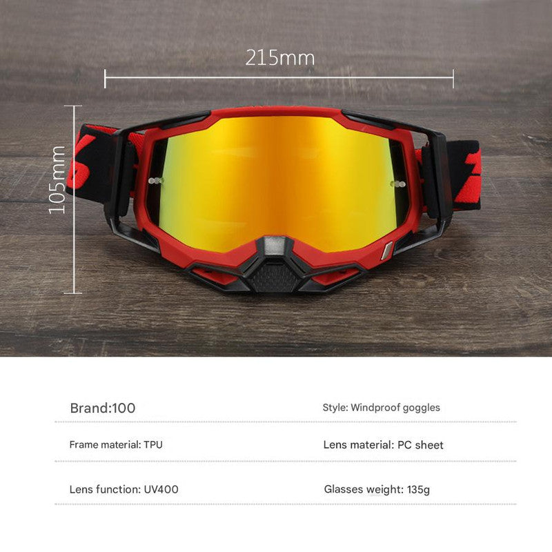 Pro Motocross Goggles - Windproof, UV400 Protection with TPU Frame & PC Lens, Adjustable Strap(Yellow V888-ELOSUNG29350