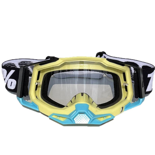 Pro Motocross Goggles - Windproof, UV400 Protection with TPU Frame & PC Lens, Adjustable Strap(Yellow V888-ELOSUNG29351