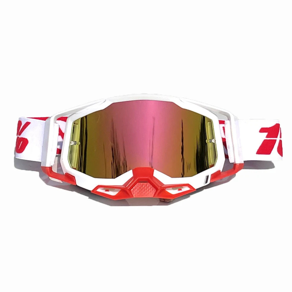 Pro Motocross Goggles - Windproof, UV400 Protection with TPU Frame & PC Lens, Adjustable Strap(White V888-ELOSUNG29352