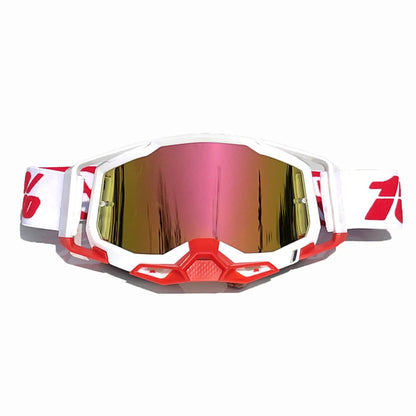Pro Motocross Goggles - Windproof, UV400 Protection with TPU Frame & PC Lens, Adjustable Strap(White V888-ELOSUNG29352