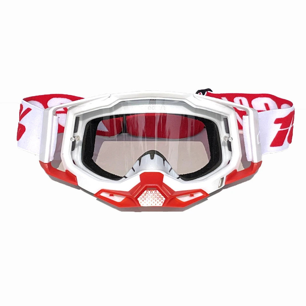 Pro Motocross Goggles - Windproof, UV400 Protection with TPU Frame & PC Lens, Adjustable Strap(White V888-ELOSUNG29353