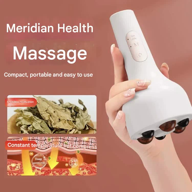 Rechargeable Smokeless Moxibustion & Massage Device with Hot Compress & Red Light Therapy(pink) V888-ELOSUNG29357