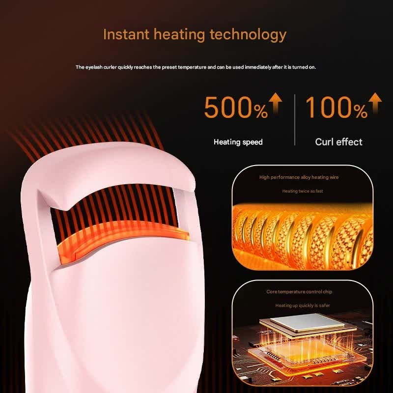 Electric Heated Eyelash Curler - USB-C Rechargeable, Fast Heating, Long-Lasting Curl(Apricot) V888-ELOSUNG29366
