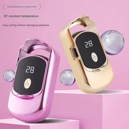 2pc Rechargeable Electric Heated Eyelash Curler - 55C Constant Temperature, LED Display, Gentle Curling(pink) V888-ELOSUNG29367
