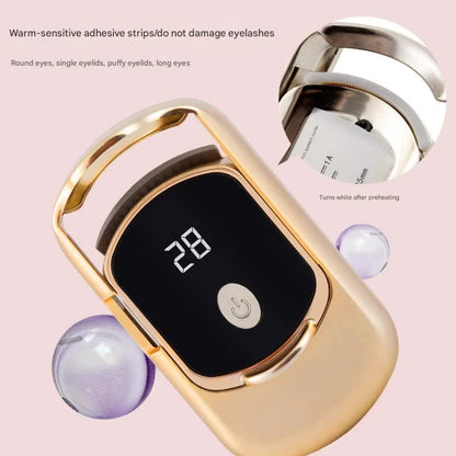 2pc Rechargeable Electric Heated Eyelash Curler - 55C Constant Temperature, LED Display, Gentle V888-ELOSUNG29369