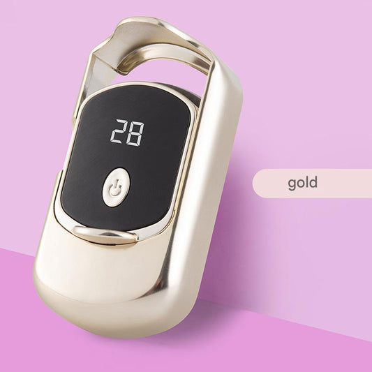 2pc Rechargeable Electric Heated Eyelash Curler - 55C Constant Temperature, LED Display, Gentle Curling(Gold) V888-ELOSUNG29372