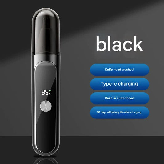 Electric Nose & Ear Hair Trimmer - USB-C Rechargeable, LED Display, Washable 360deg Head, Low Noise(black) V888-ELOSUNG29373