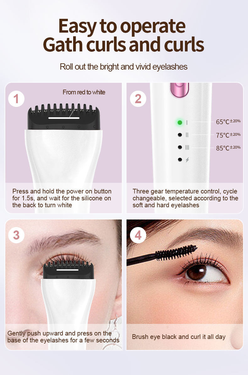 Rechargeable Heated Eyelash Curler - 3 Temperature Settings, 30s Rapid Heating & Anti-Scald Design(white) V888-ELOSUNG29376