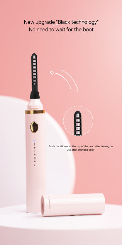 Rechargeable Heated Eyelash Curler Wand - 3 Temperature Gears, Type-C Charging, All-Day Curl(pink) V888-ELOSUNG29380