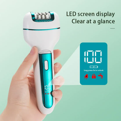 3-in-1 Ladies Electric Epilator, Shaver & Callus Remover with LED Display - Rechargeable & Waterproof(Pink) V888-ELOSUNG29392