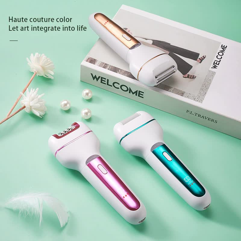 3-in-1 Ladies Electric Epilator, Shaver & Callus Remover with LED Display - Rechargeable & Waterproof(Pink) V888-ELOSUNG29392