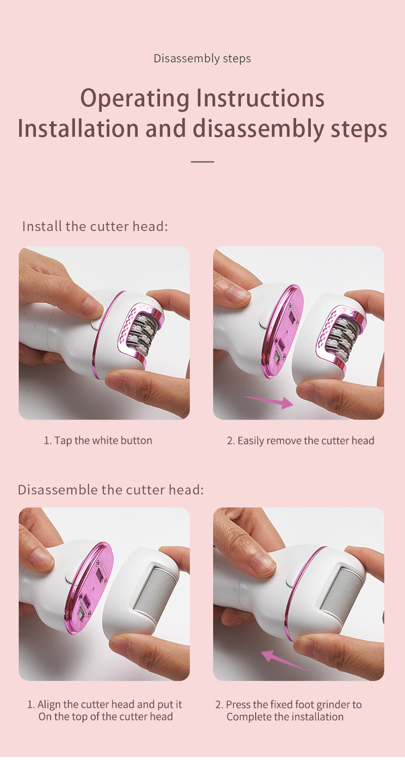 3-in-1 Ladies Electric Epilator, Shaver & Callus Remover with LED Display - Rechargeable & Waterproof(Pink) V888-ELOSUNG29392