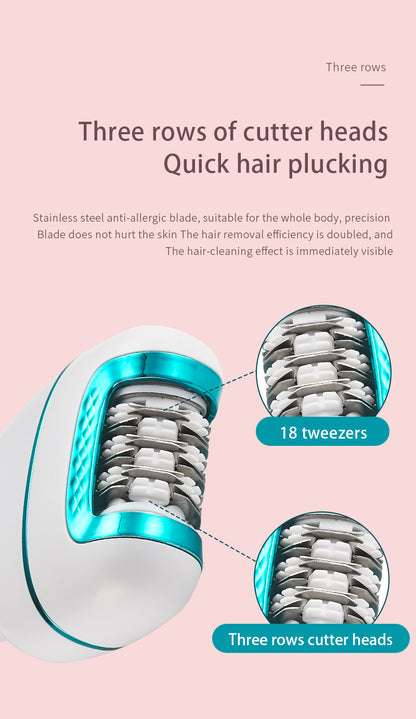 3-in-1 Ladies Electric Epilator, Shaver & Callus Remover with LED Display - Rechargeable & Waterproof(Gray) V888-ELOSUNG29394
