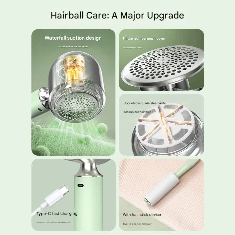 Upgraded Electric Lint Remover with LED Display - 6-Blade, Type-C Fast Charge, 2-in-1 with Sticky V888-ELOSUNG29399